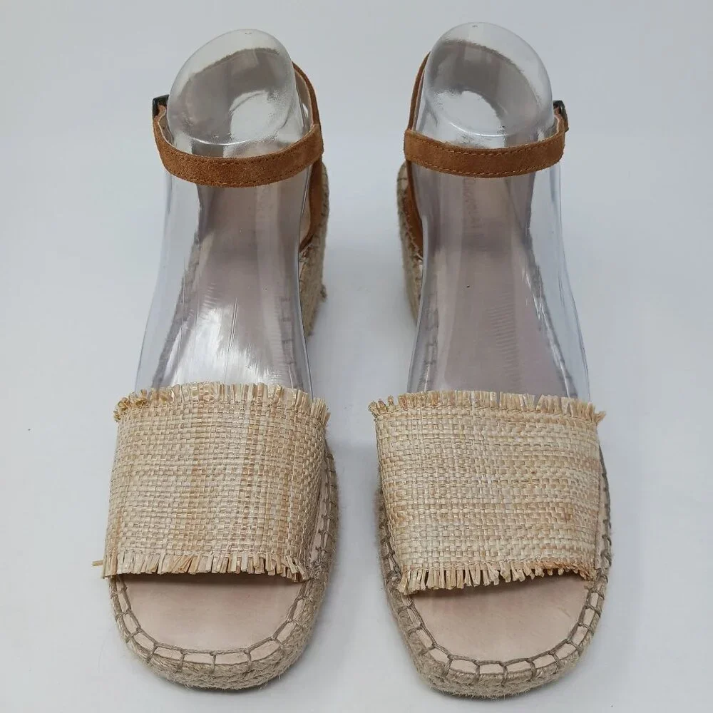 Chocolat Blu Isadora Espadrille Wedge Sandals 9.5 Cream Raffia